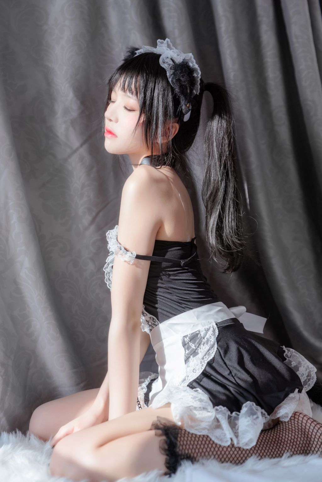 Coser @ 桜 桃 喵 Vol.021 黑猫 妹 抖 (黑猫 女仆) (78 photos)