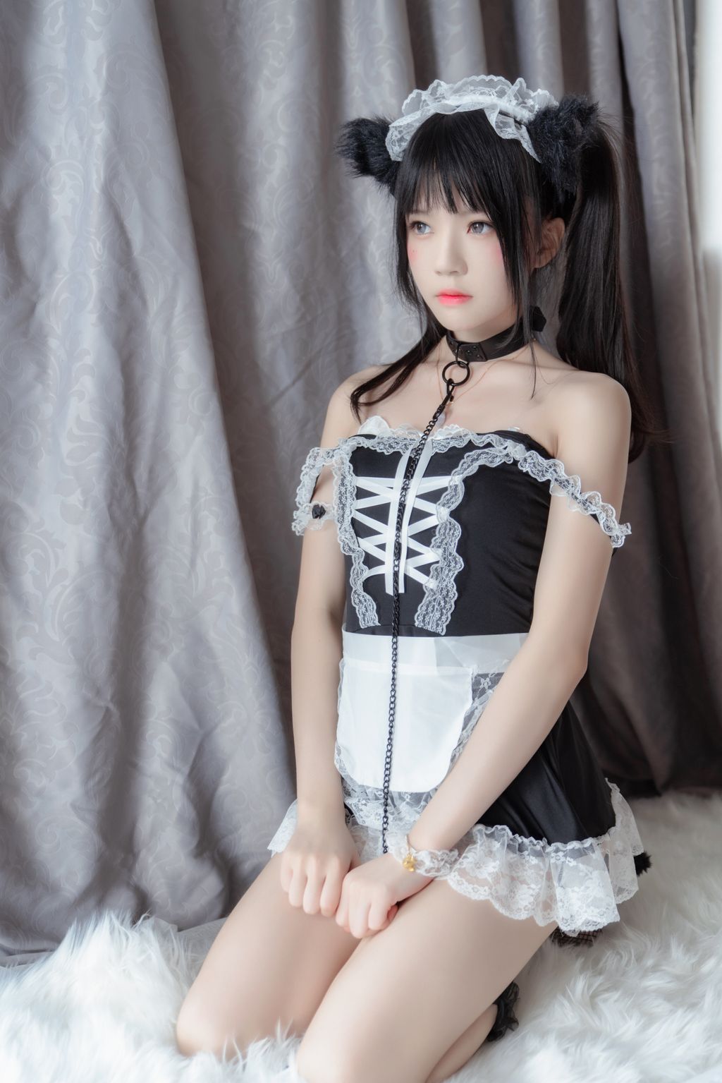 Coser @ 桜 桃 喵 Vol.021 黑猫 妹 抖 (黑猫 女仆) (78 photos)