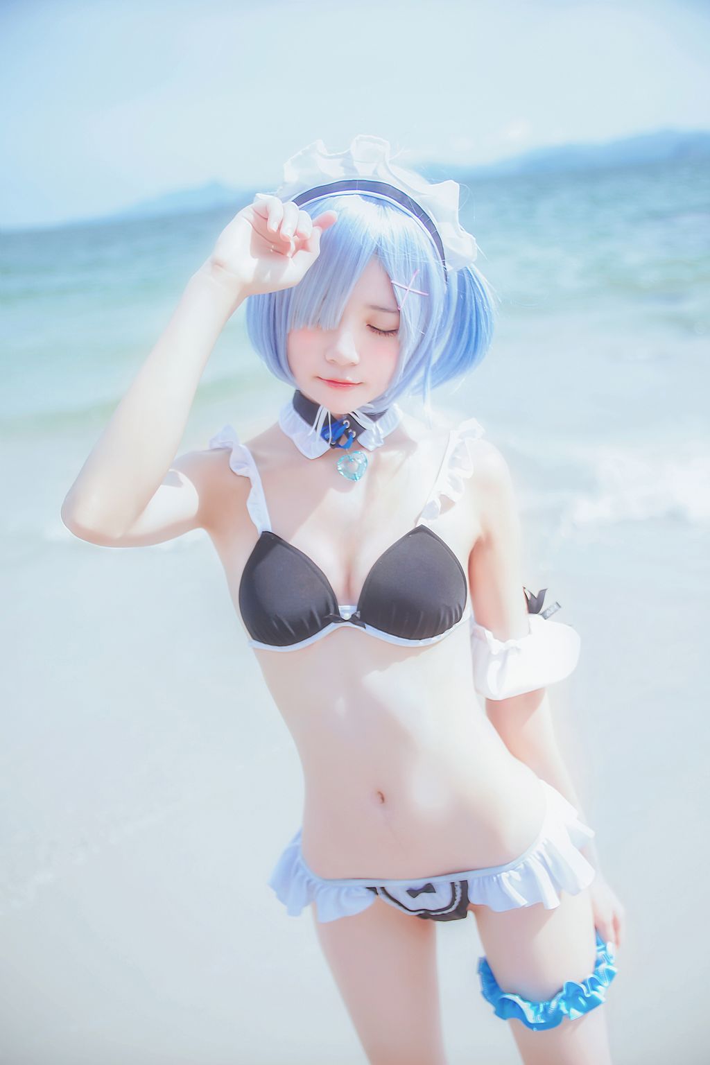 Coser @ 桜 桃 喵 Vol.036 蕾姆 水 着 (48 photos)