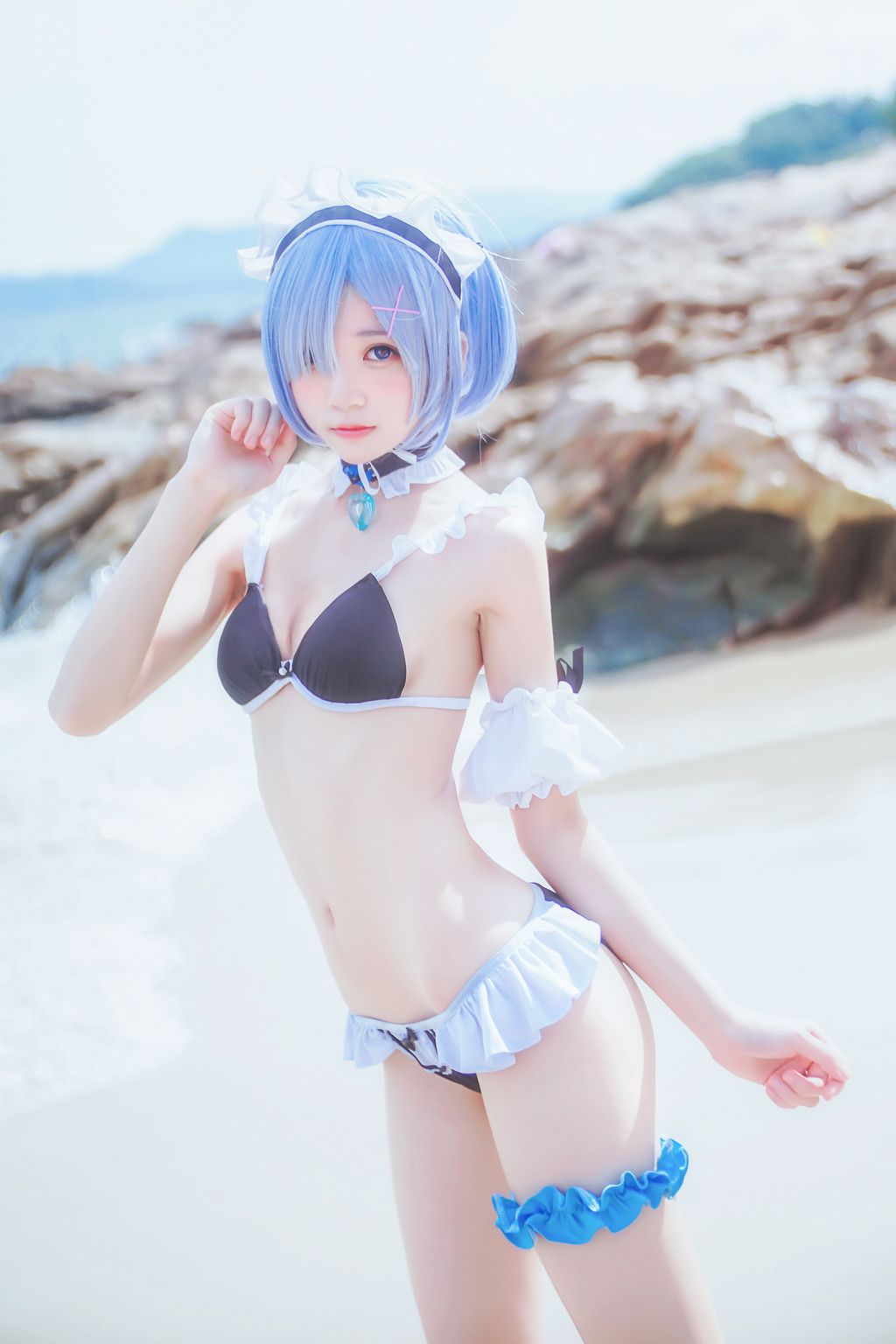 Coser @ 桜 桃 喵 Vol.036 蕾姆 水 着 (48 photos)