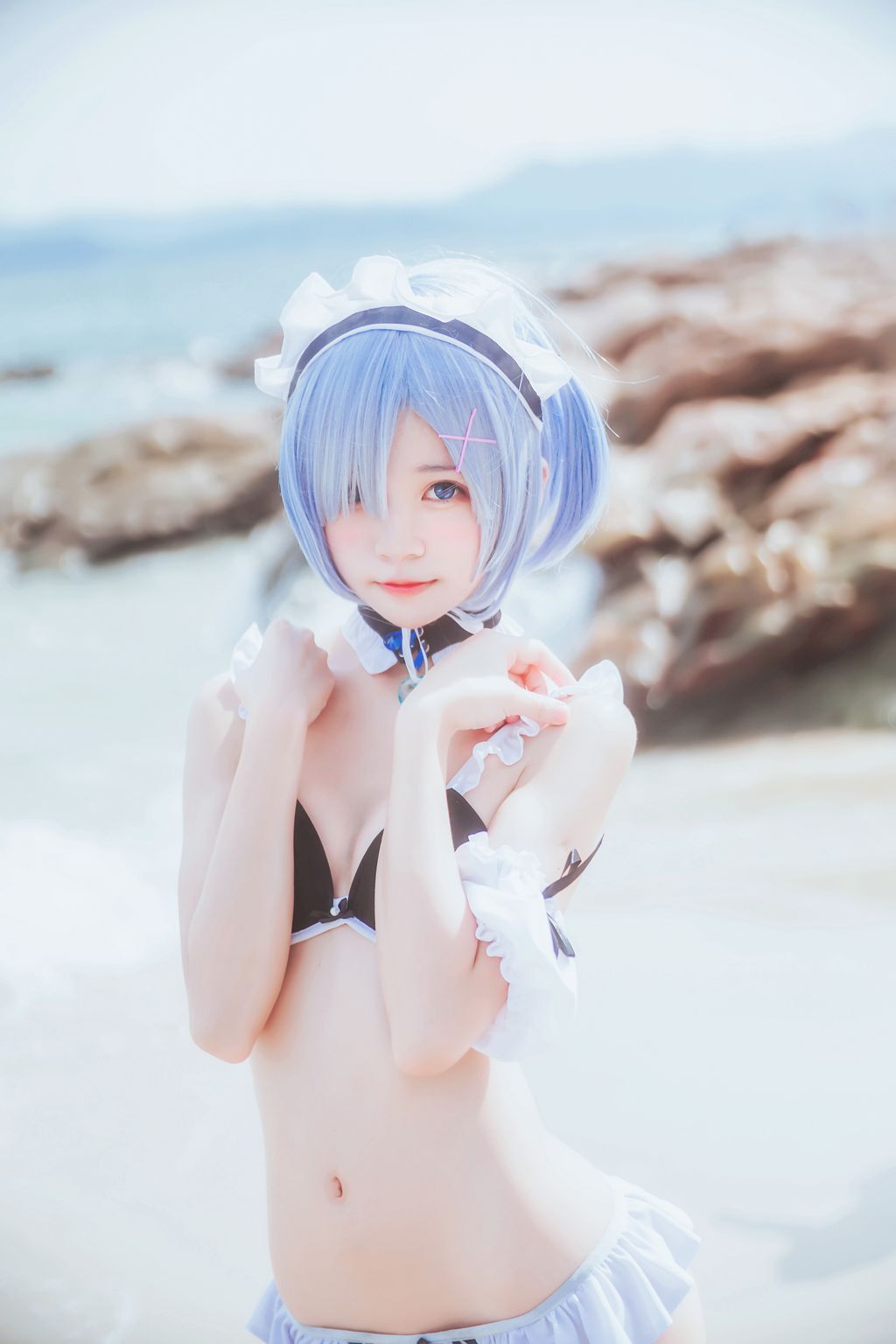 Coser @ 桜 桃 喵 Vol.036 蕾姆 水 着 (48 photos)