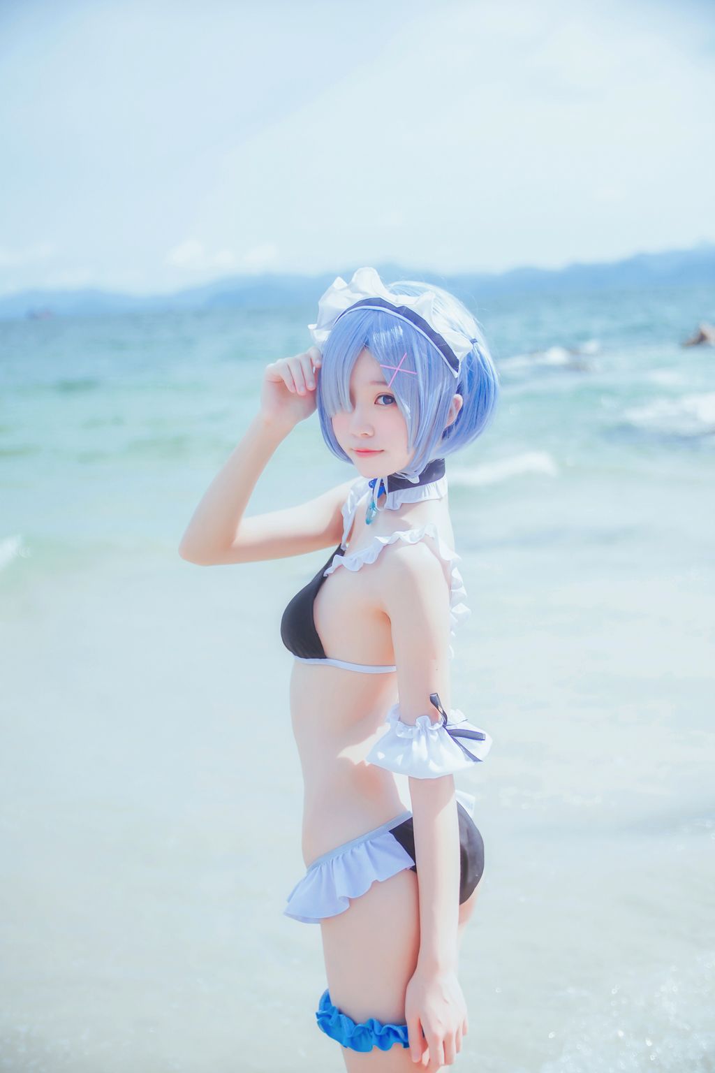 Coser @ 桜 桃 喵 Vol.036 蕾姆 水 着 (48 photos)