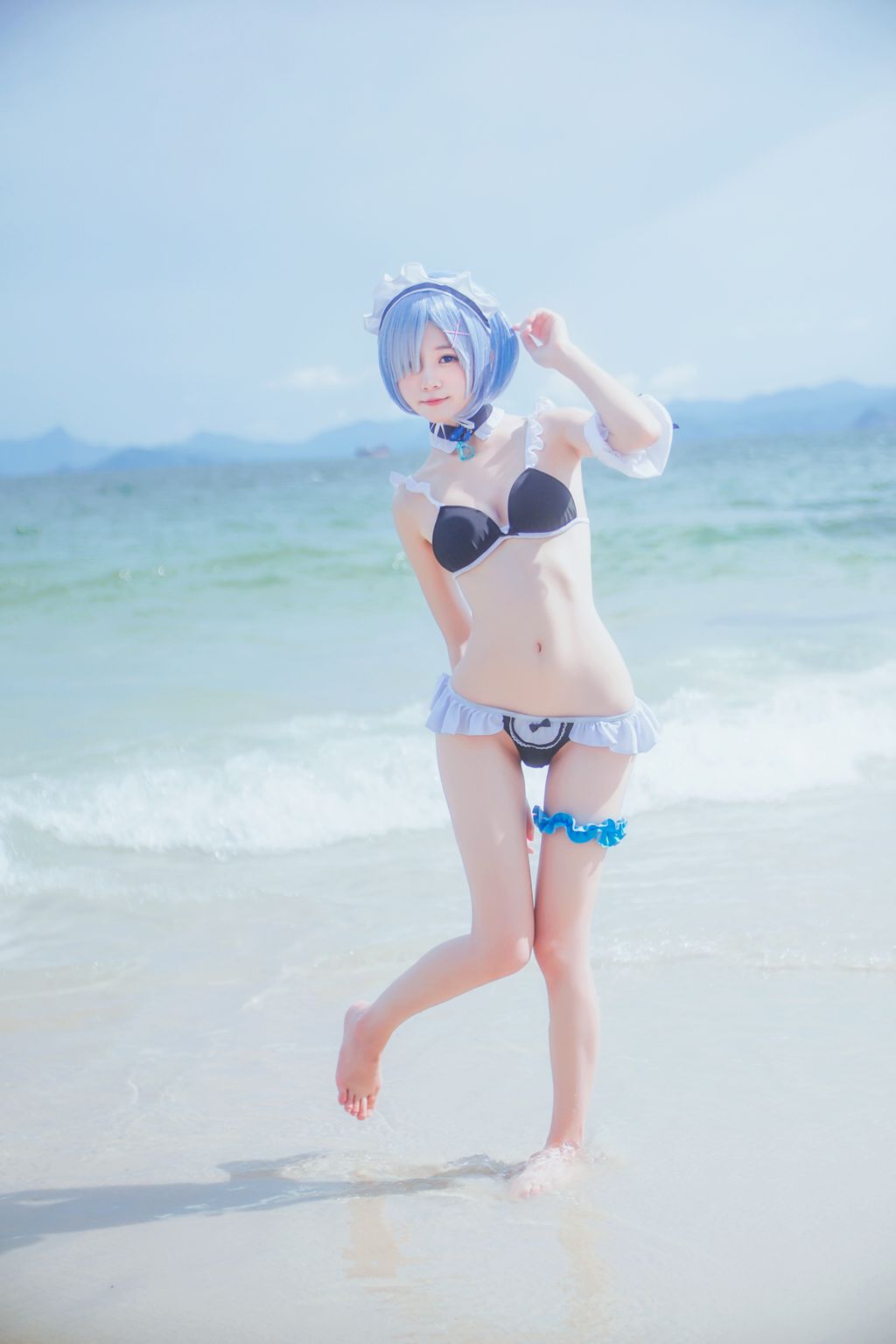 Coser @ 桜 桃 喵 Vol.036 蕾姆 水 着 (48 photos)