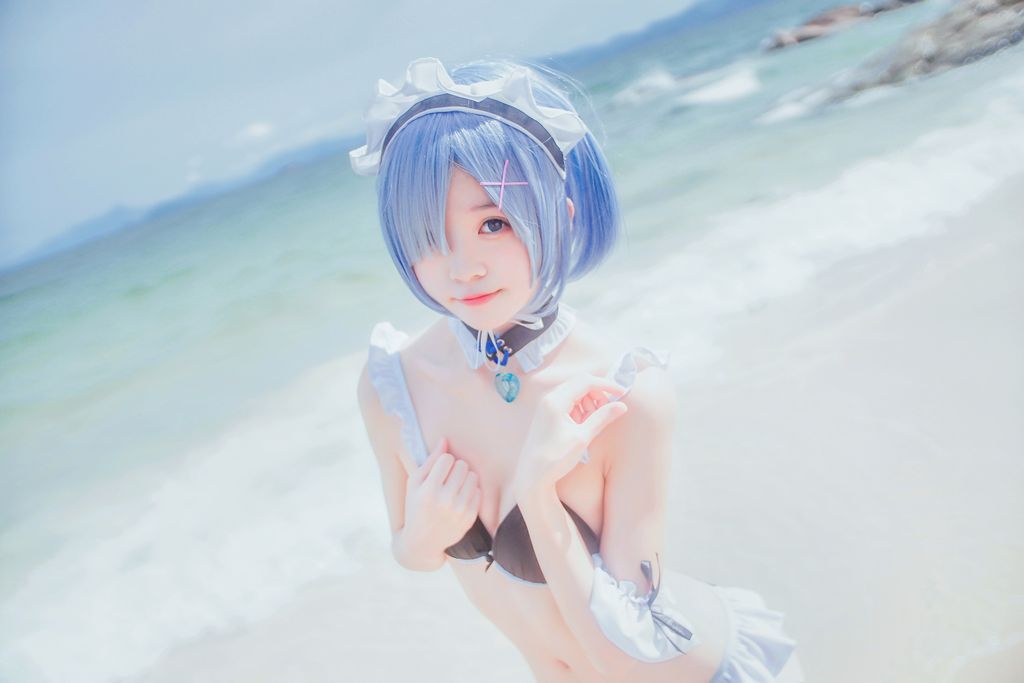 Coser @ 桜 桃 喵 Vol.036 蕾姆 水 着 (48 photos)