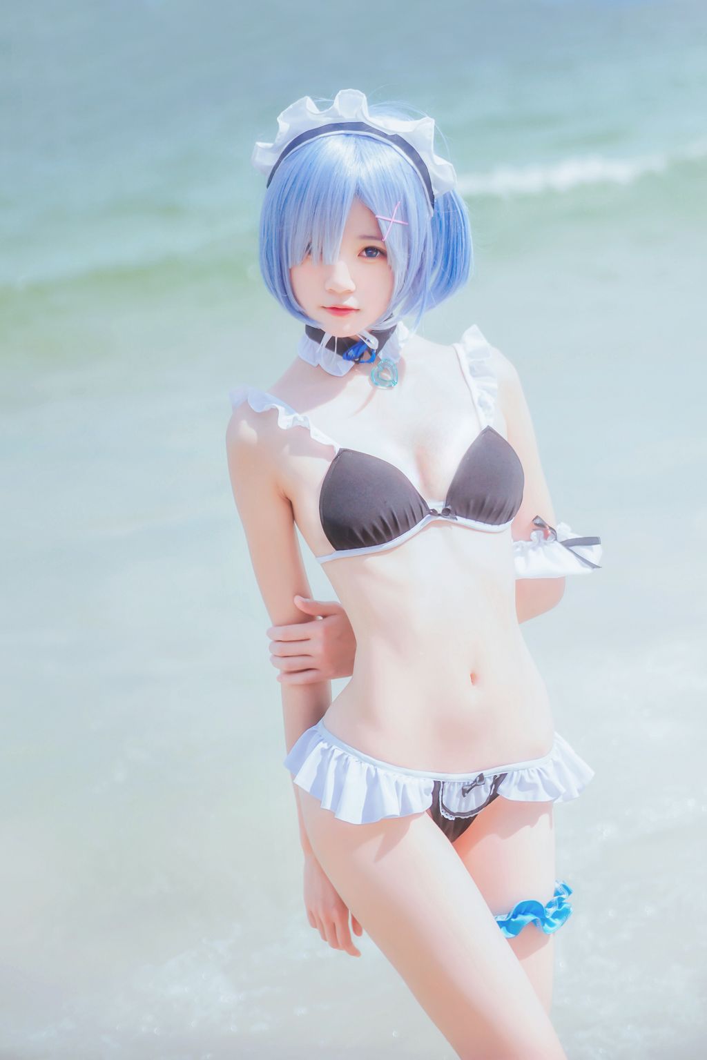 Coser @ 桜 桃 喵 Vol.036 蕾姆 水 着 (48 photos)