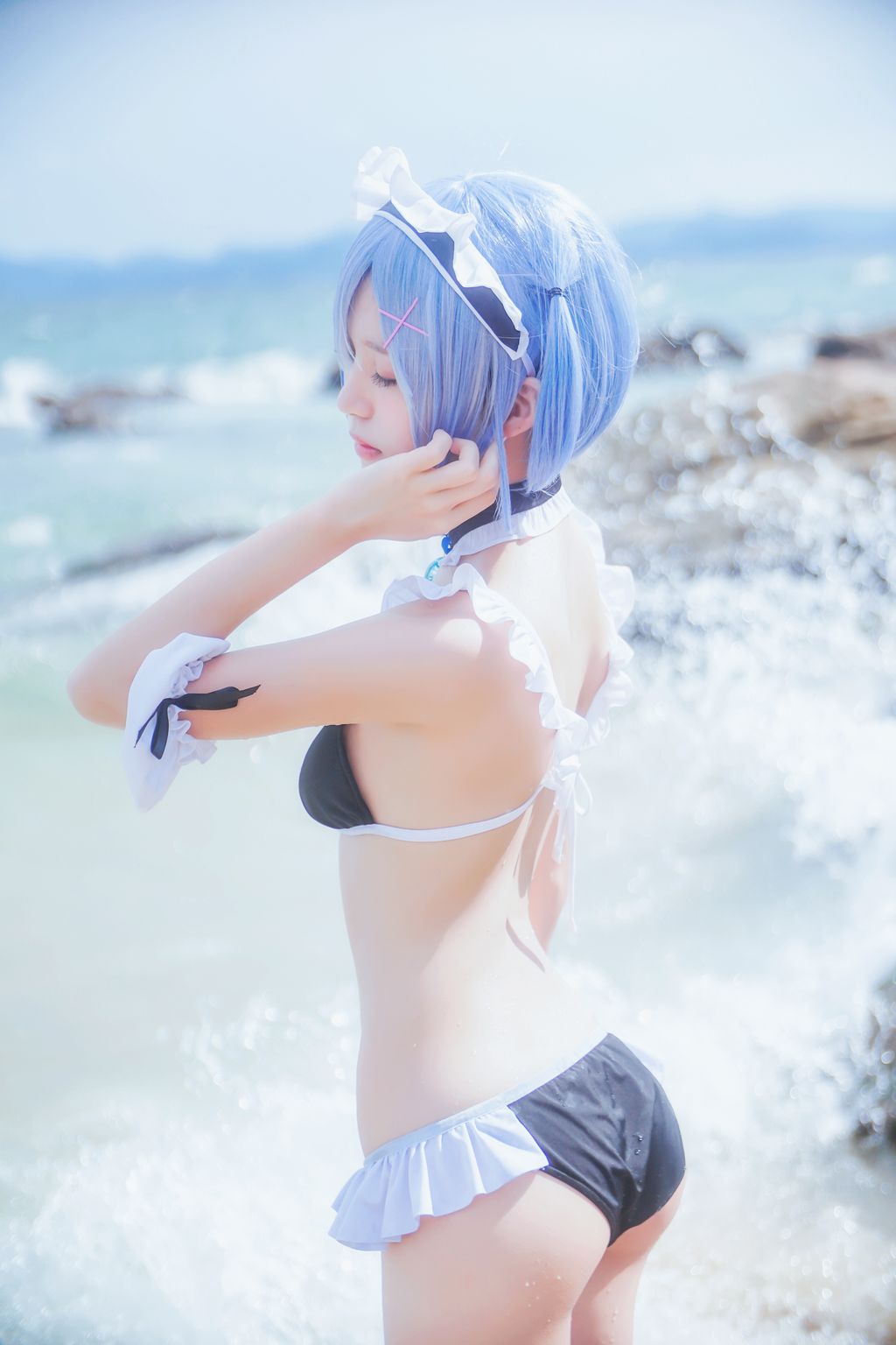 Coser @ 桜 桃 喵 Vol.036 蕾姆 水 着 (48 photos)