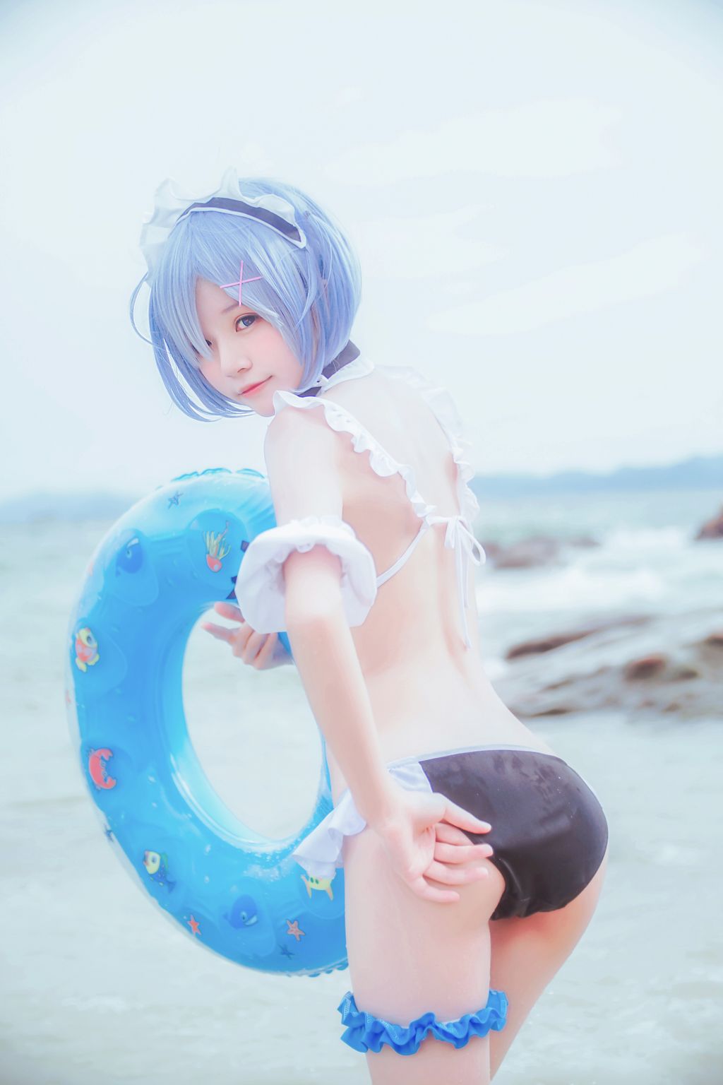 Coser @ 桜 桃 喵 Vol.036 蕾姆 水 着 (48 photos)