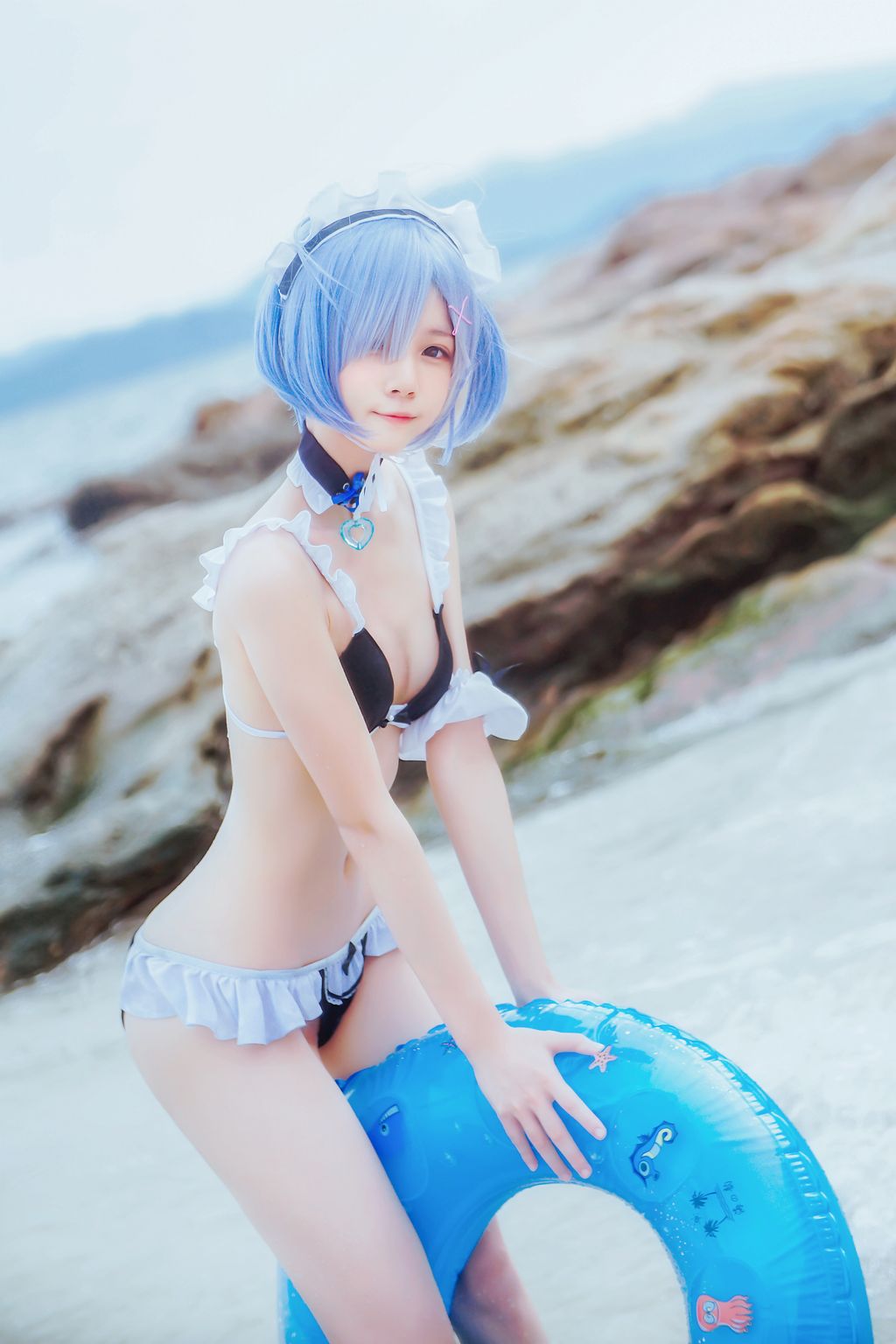 Coser @ 桜 桃 喵 Vol.036 蕾姆 水 着 (48 photos)