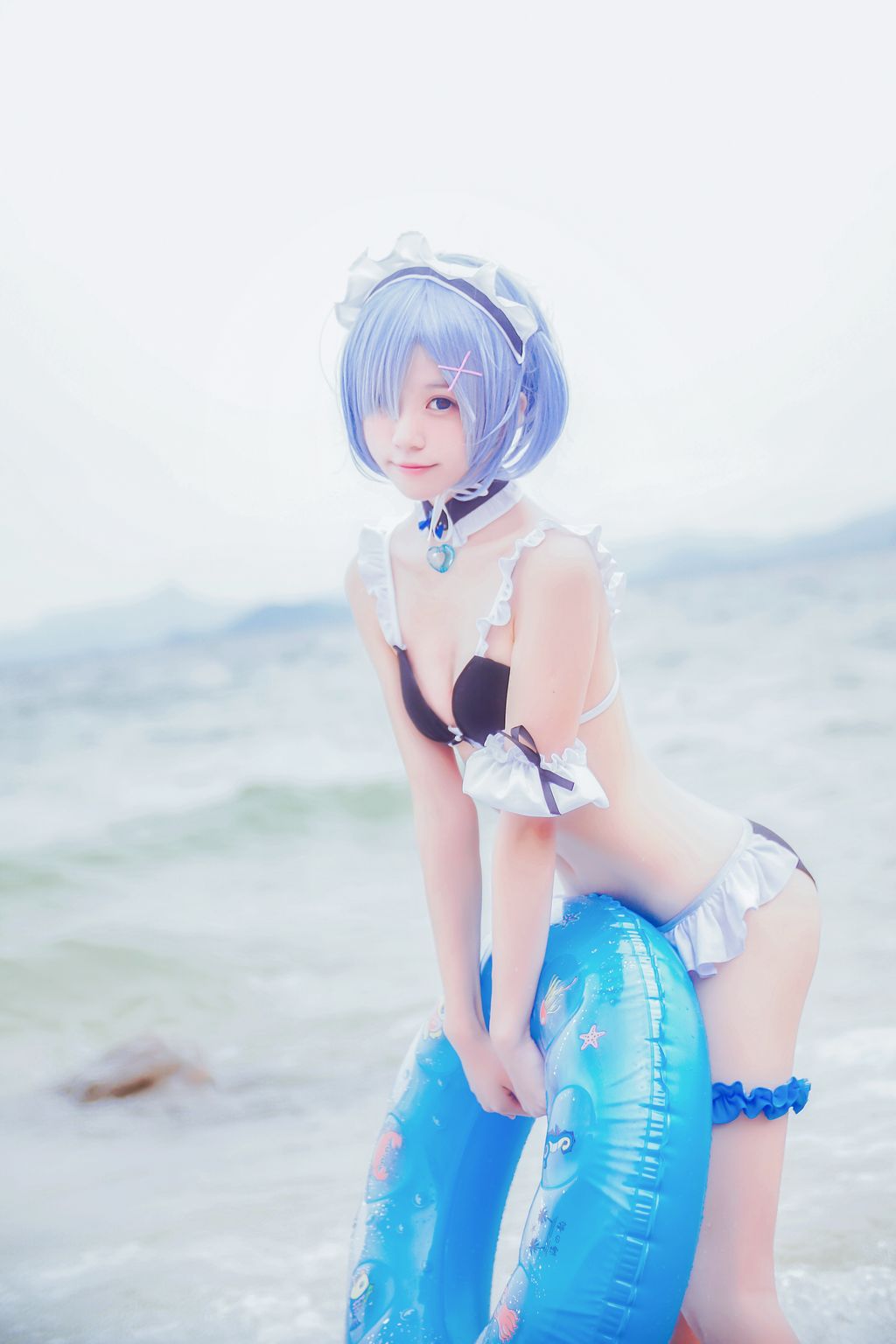 Coser @ 桜 桃 喵 Vol.036 蕾姆 水 着 (48 photos)