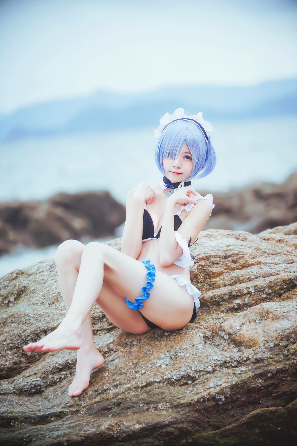 Coser @ 桜 桃 喵 Vol.036 蕾姆 水 着 (48 photos)