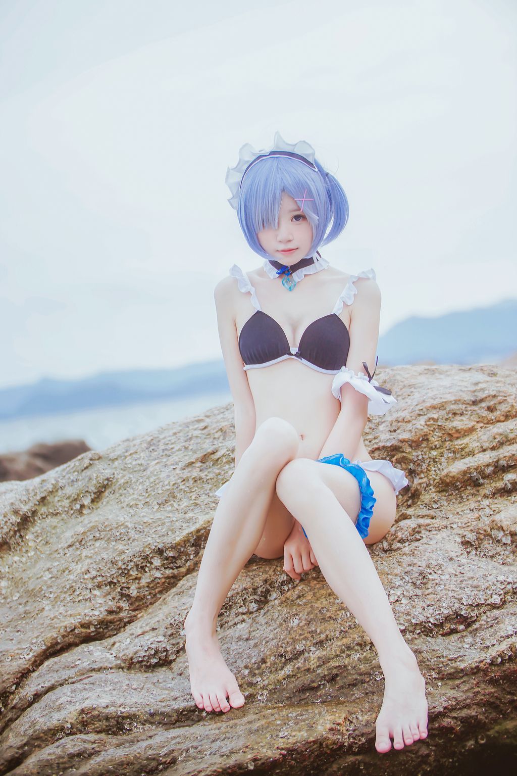 Coser @ 桜 桃 喵 Vol.036 蕾姆 水 着 (48 photos)