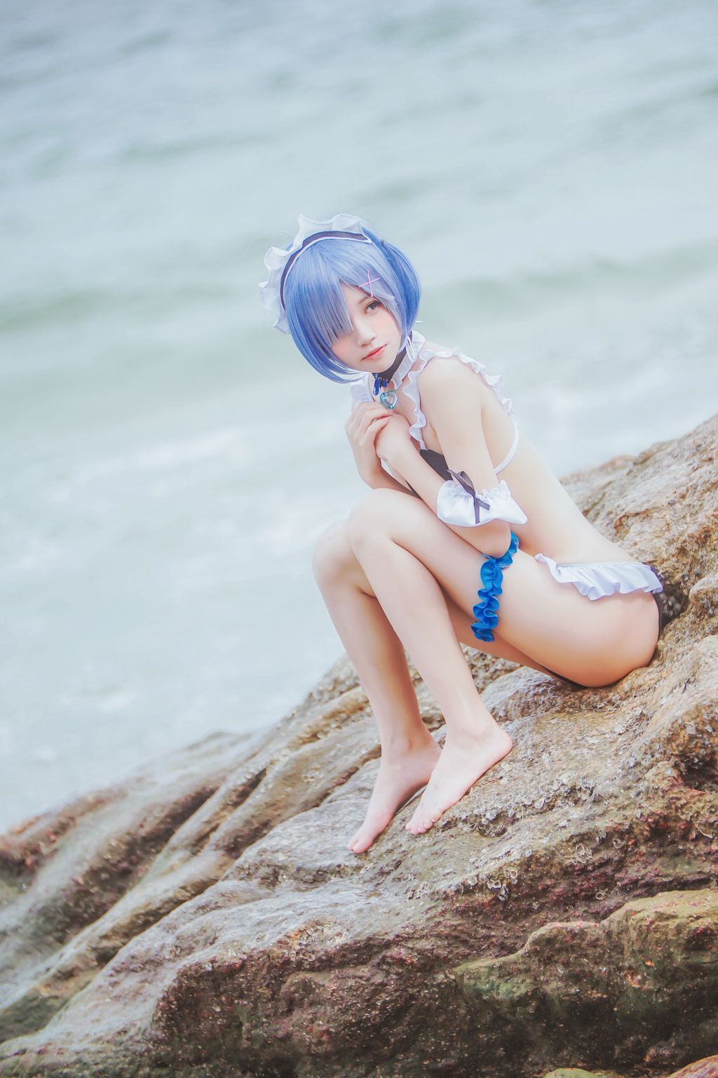 Coser @ 桜 桃 喵 Vol.036 蕾姆 水 着 (48 photos)