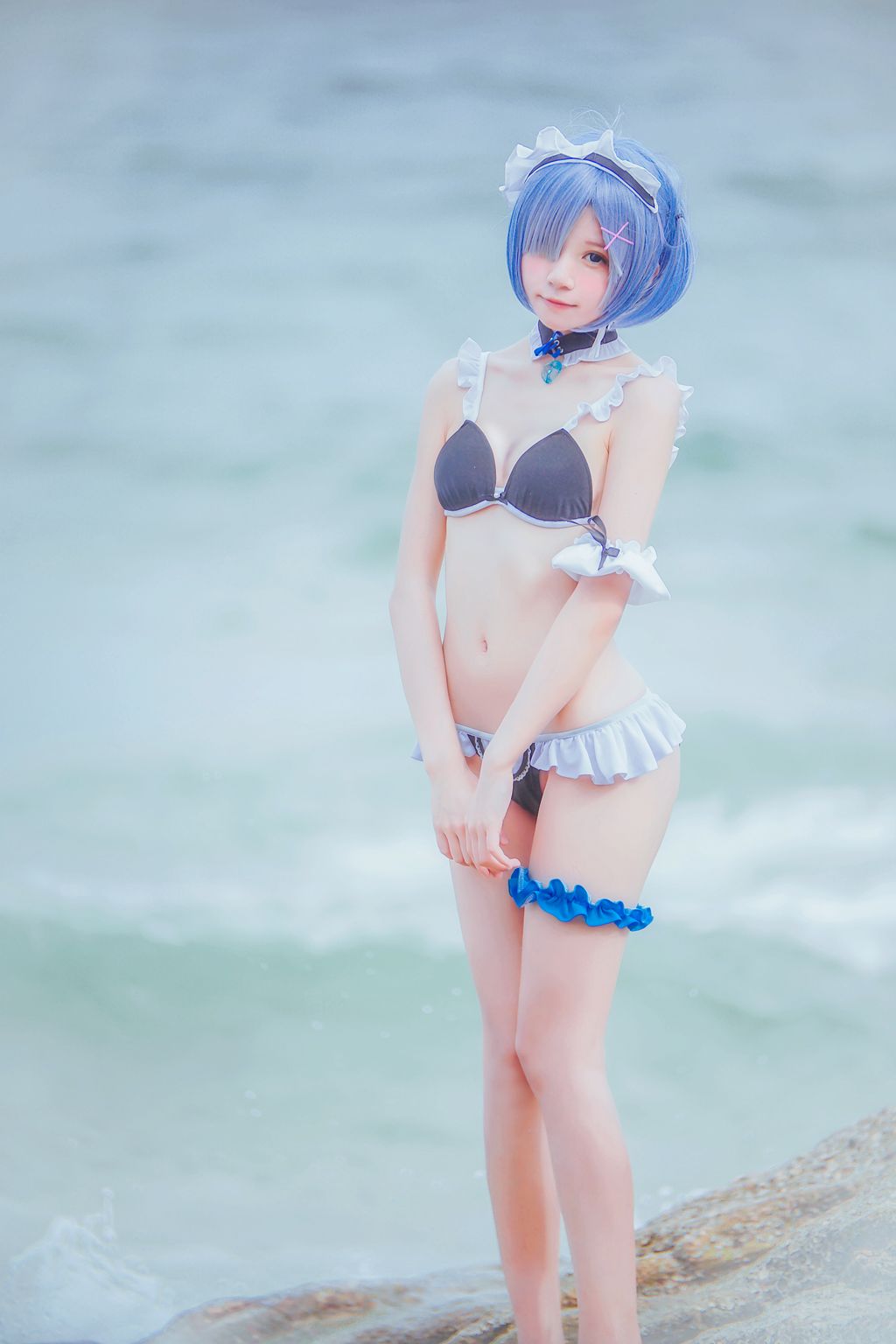 Coser @ 桜 桃 喵 Vol.036 蕾姆 水 着 (48 photos)