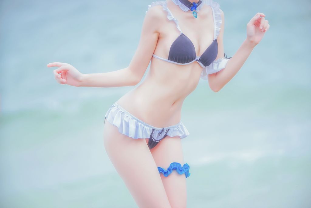 Coser @ 桜 桃 喵 Vol.036 蕾姆 水 着 (48 photos)