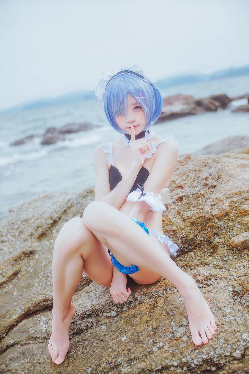 Coser @ 桜 桃 喵 Vol.036 蕾姆 水 着 (48 photos)