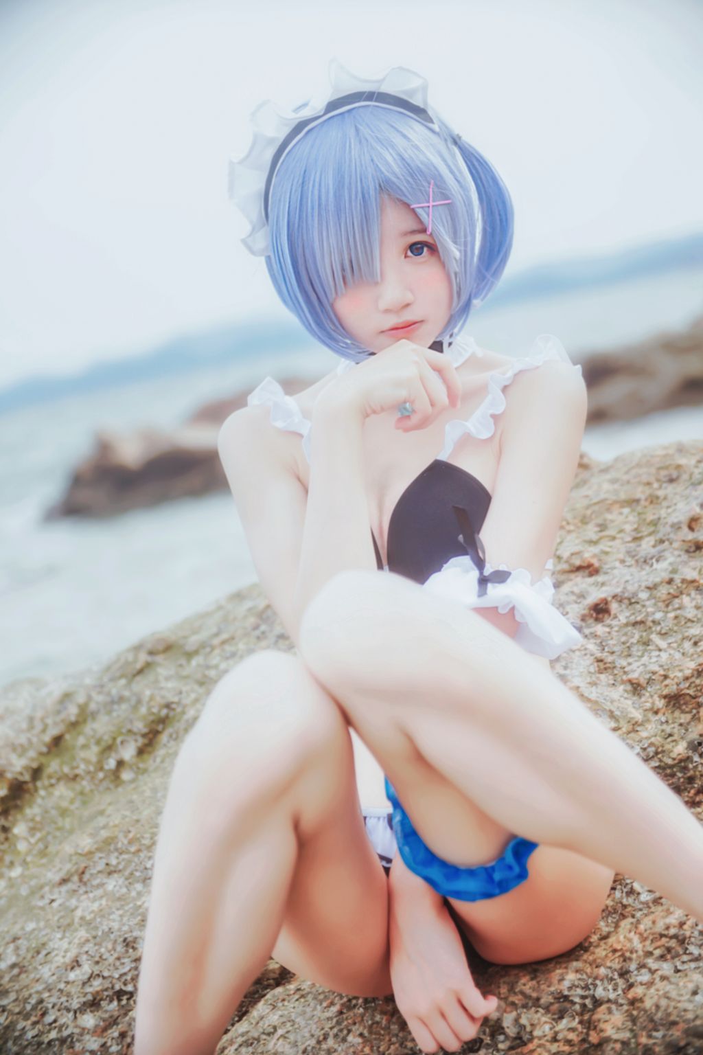 Coser @ 桜 桃 喵 Vol.036 蕾姆 水 着 (48 photos)