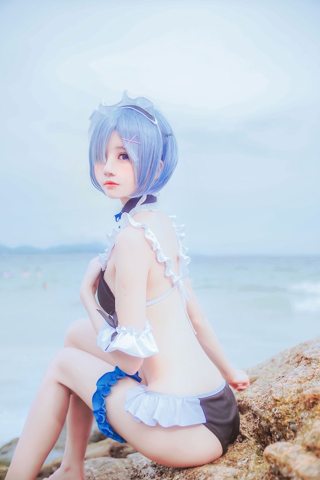 Coser @ 桜 桃 喵 Vol.036 蕾姆 水 着 (48 photos)