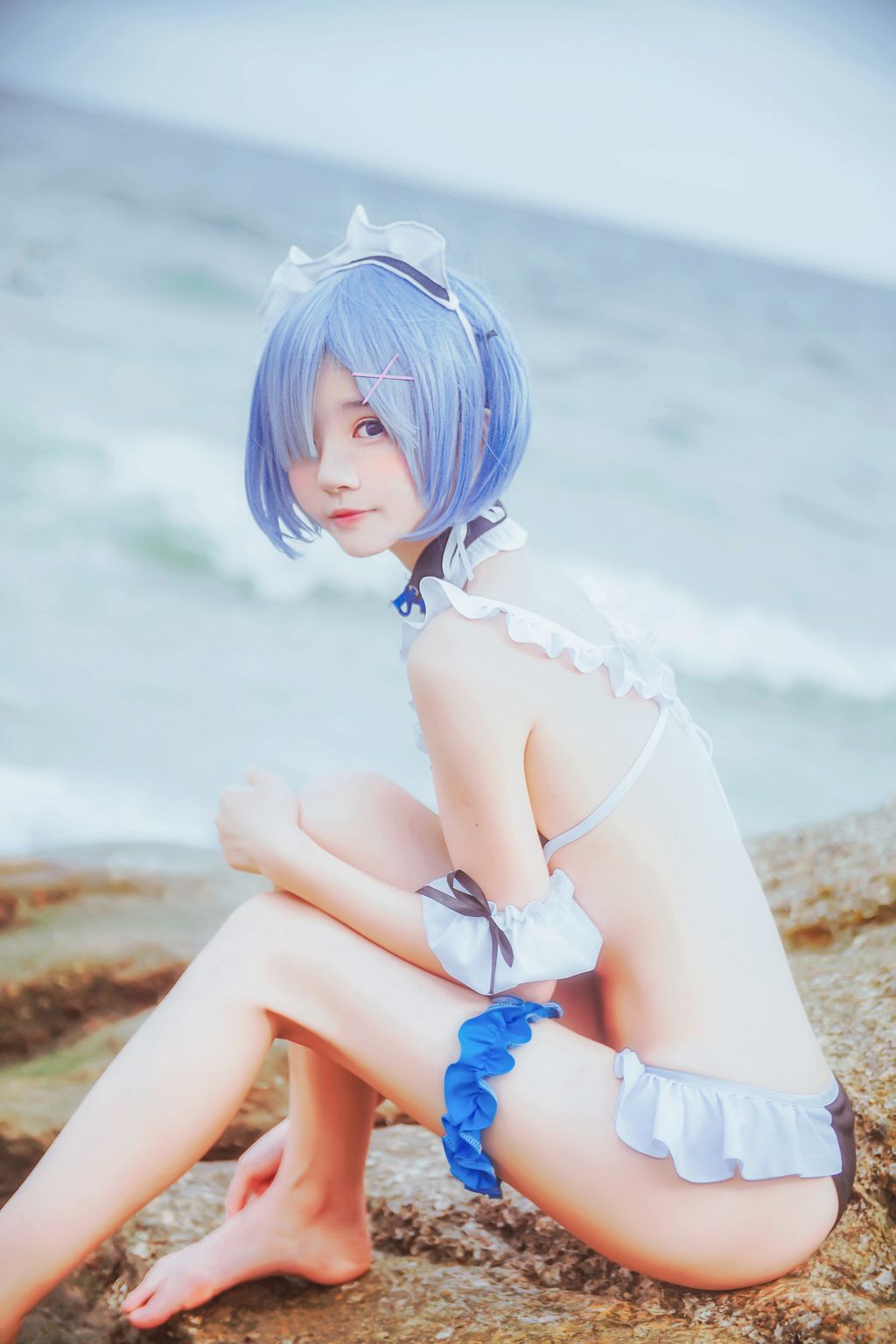 Coser @ 桜 桃 喵 Vol.036 蕾姆 水 着 (48 photos)