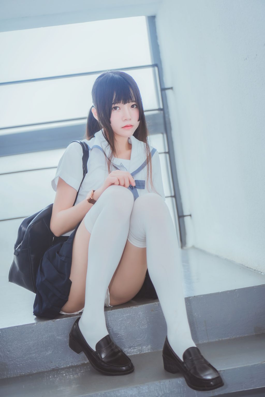 Coser @ 桜 桃 喵 Vol.074 蓝白 水手服