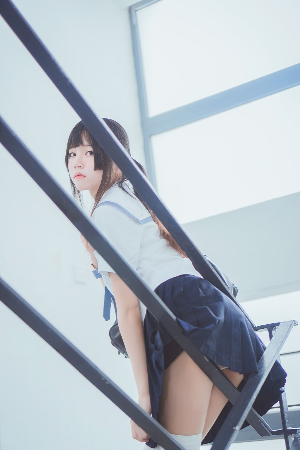 Coser @ 桜 桃 喵 Vol.074 蓝白 水手服