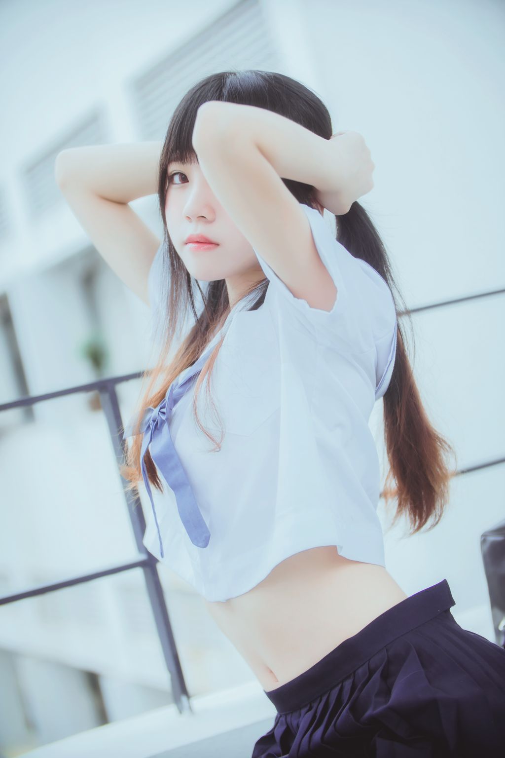 Coser @ 桜 桃 喵 Vol.074 蓝白 水手服