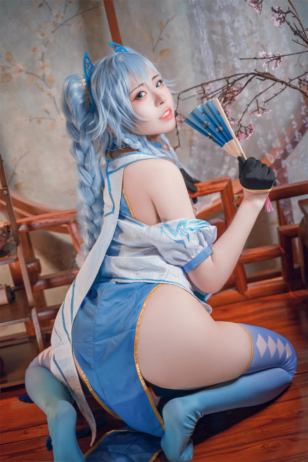 微博美少女虎森森少女前线翠雀媚主题性感蓝色旗袍服饰秀完美身材诱惑写真 [40P]