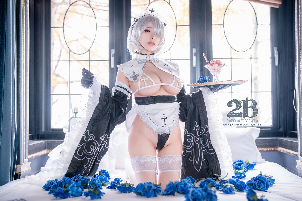 Coser美女雨波_HaneAme-Nier 2B Maid主题情趣修女服饰露性感内衣惹火诱惑写真 [36P]