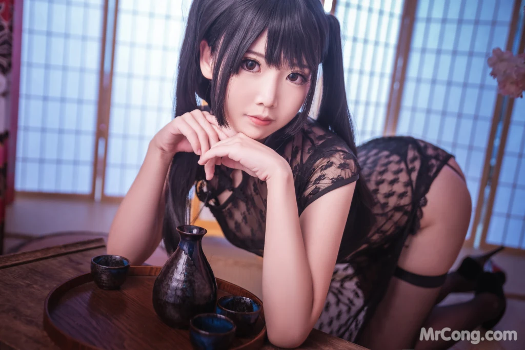 Coser@面饼仙儿 No.018_ 黑丝情趣旗袍 [21P]