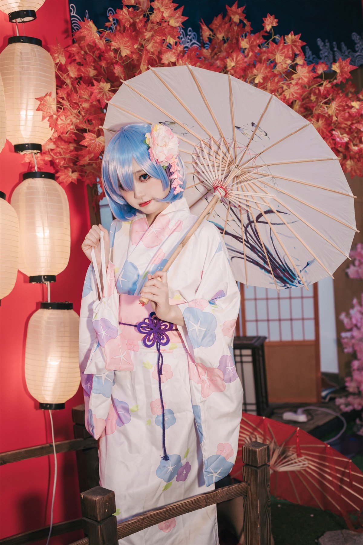 Cosplay 神沢永莉 蕾姆和风 [46P]