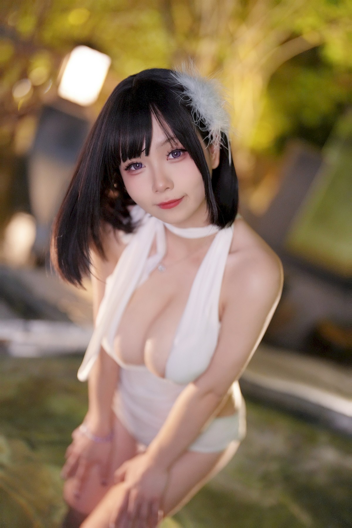 Cosplay 末夜787 白色泳装 [23P]