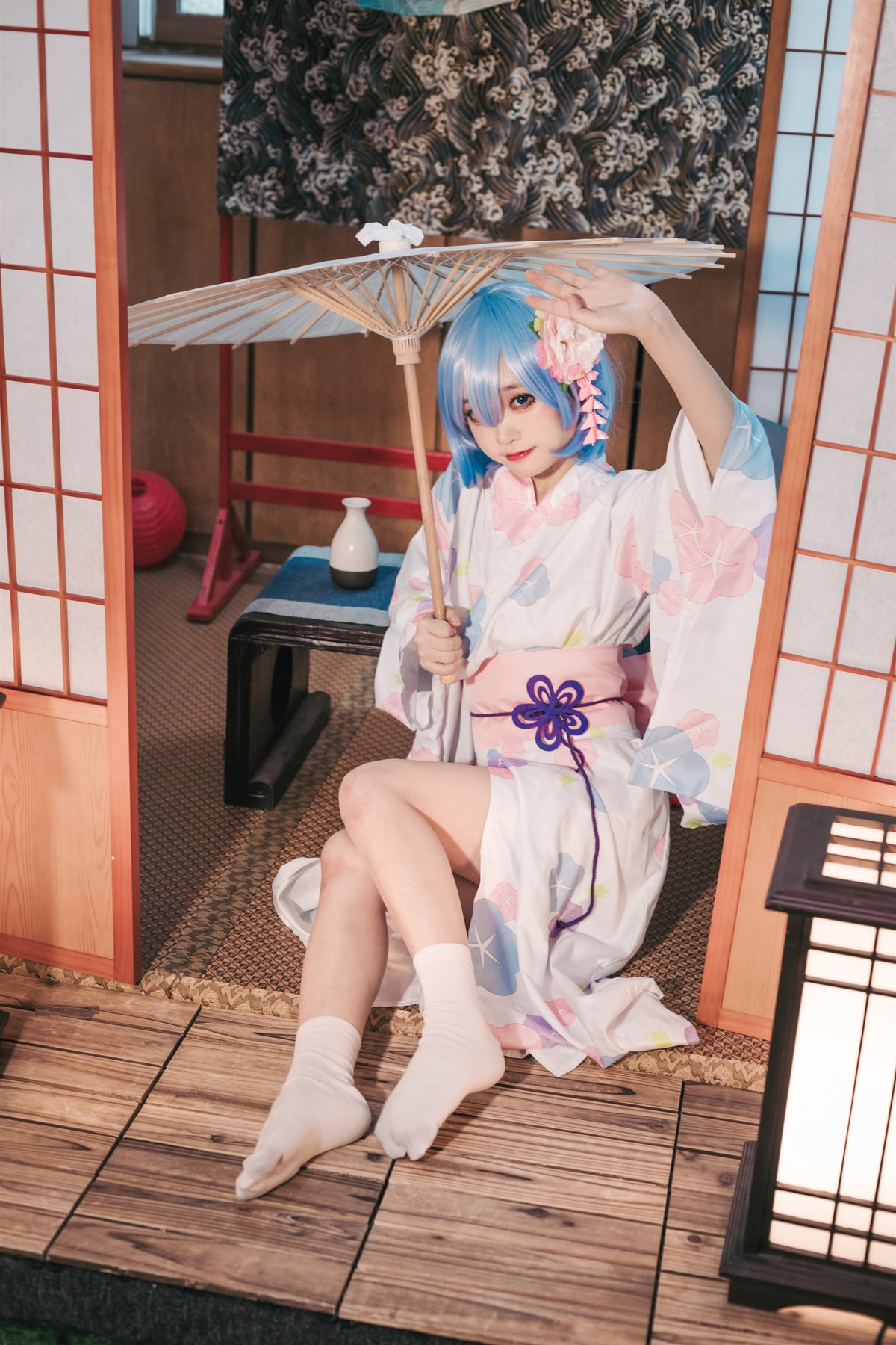 Cosplay 神沢永莉 蕾姆和风 [46P]