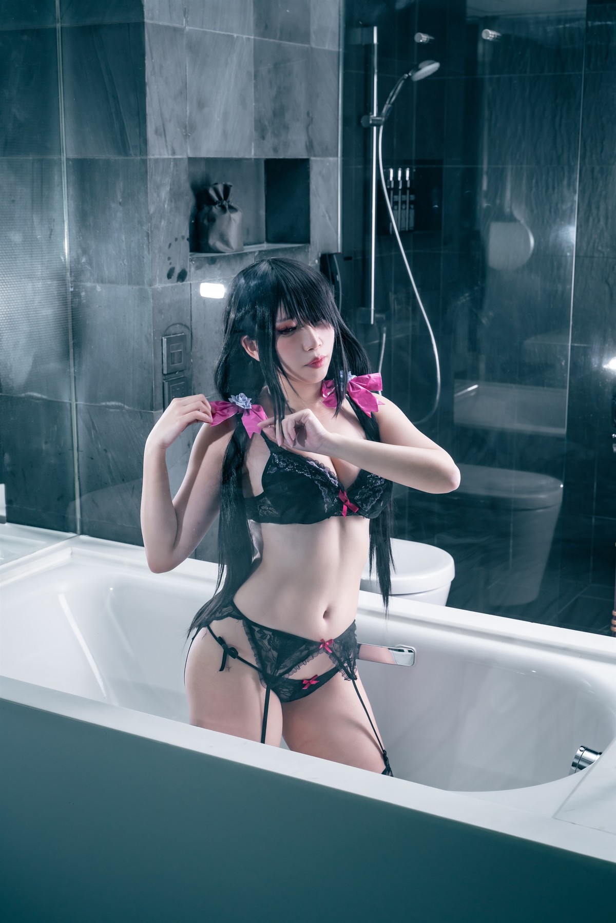 Cosplay 小琪Aki Kurumi Black Underwear [39P]