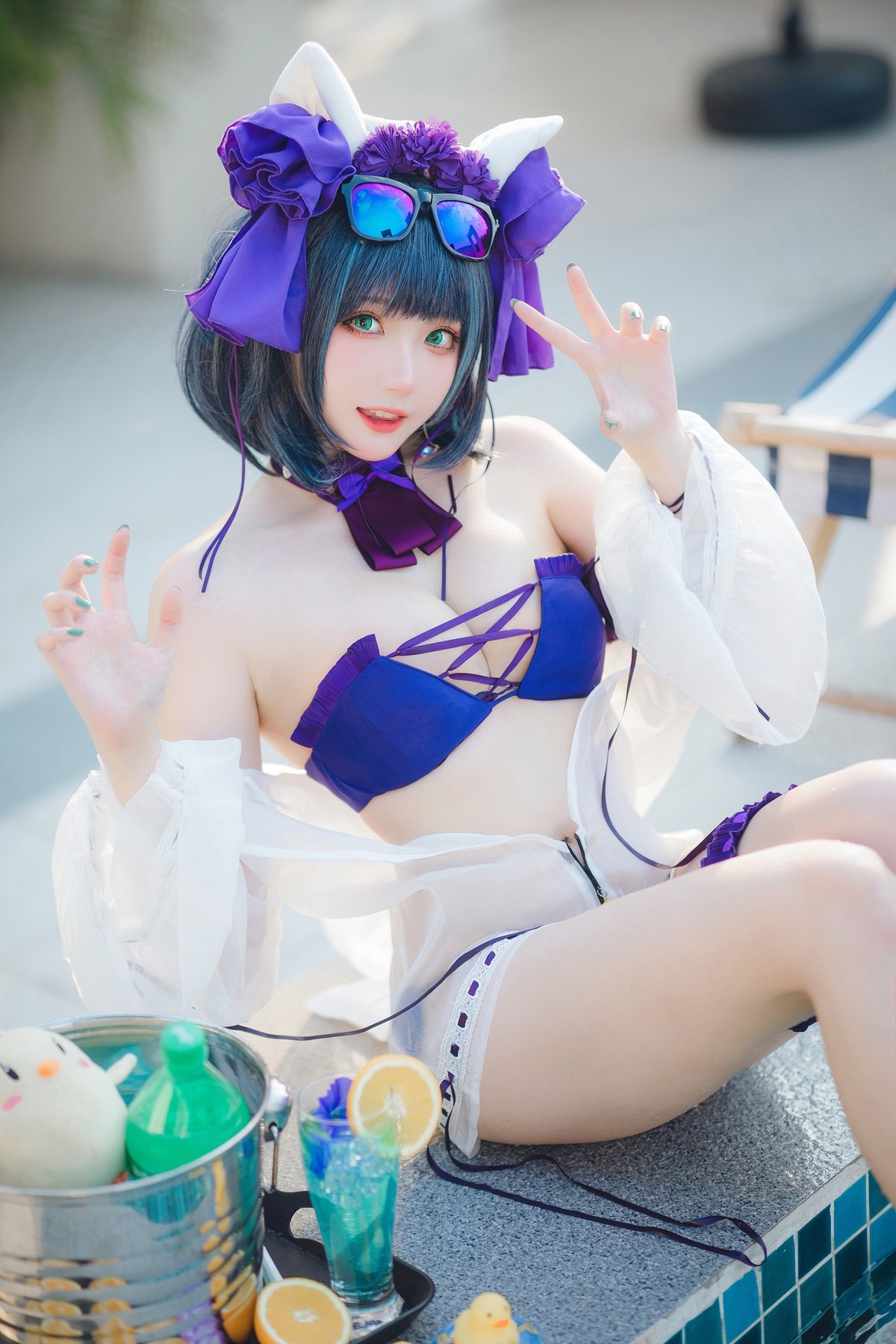 Cosplay 瓜希酱福利 柴郡泳装 [32P]