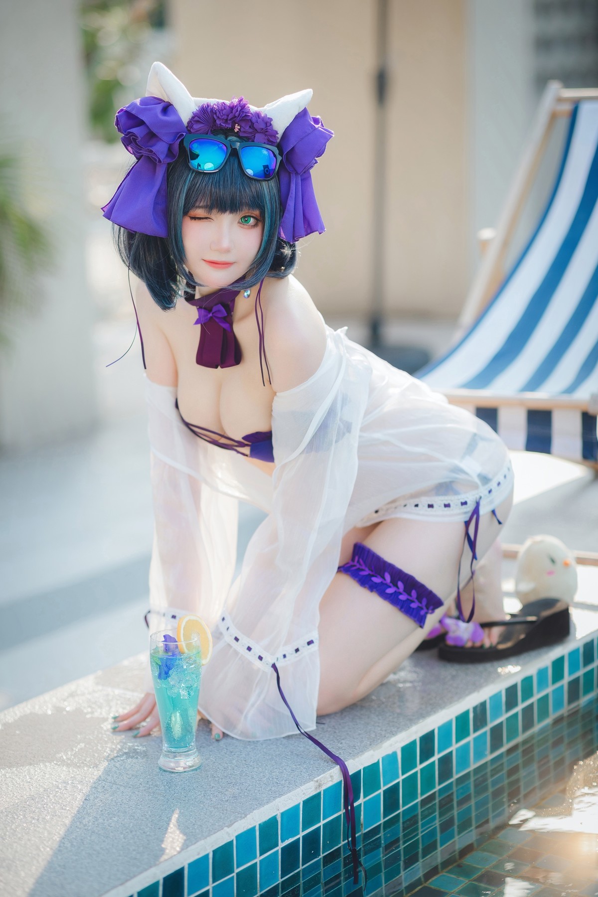 Cosplay 瓜希酱福利 柴郡泳装 [32P]