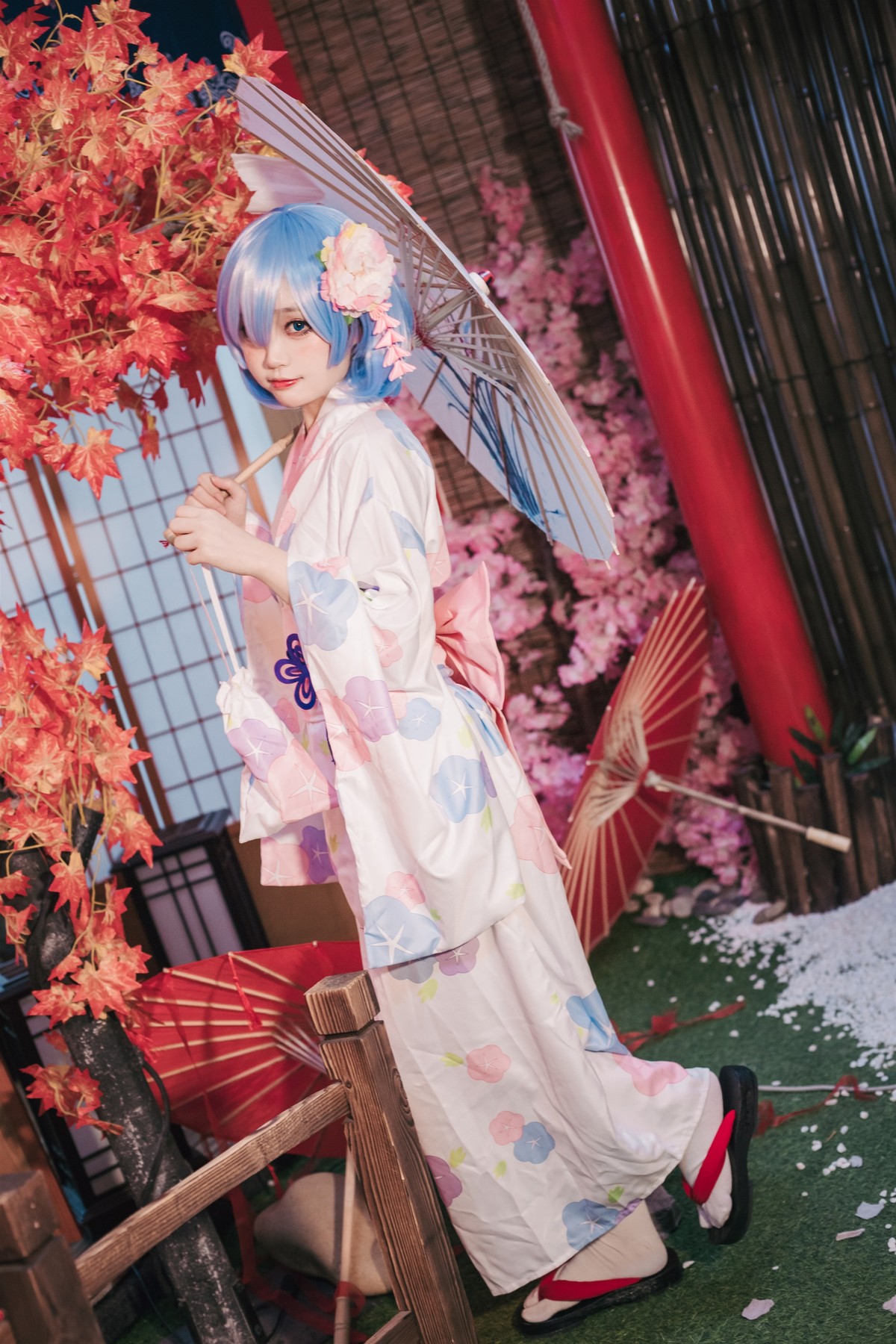 Cosplay 神沢永莉 蕾姆和风 [46P]