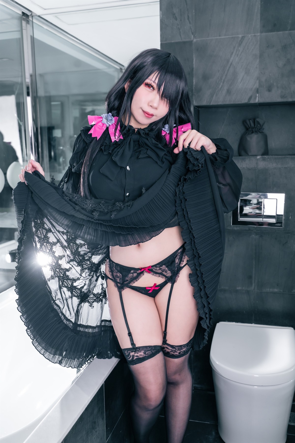 Cosplay 小琪Aki Kurumi Black Underwear [39P]