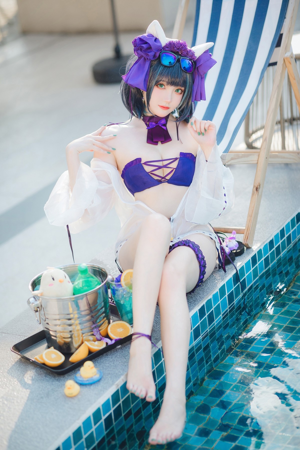 Cosplay 瓜希酱福利 柴郡泳装 [32P]