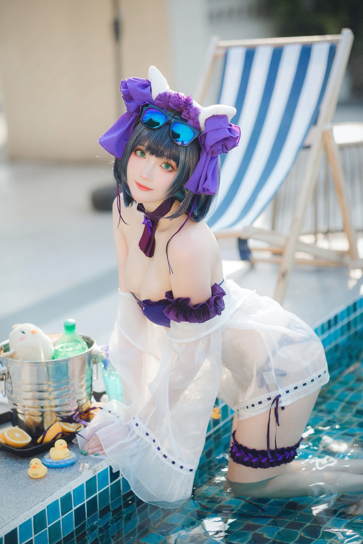 Cosplay 瓜希酱福利 柴郡泳装 [32P]