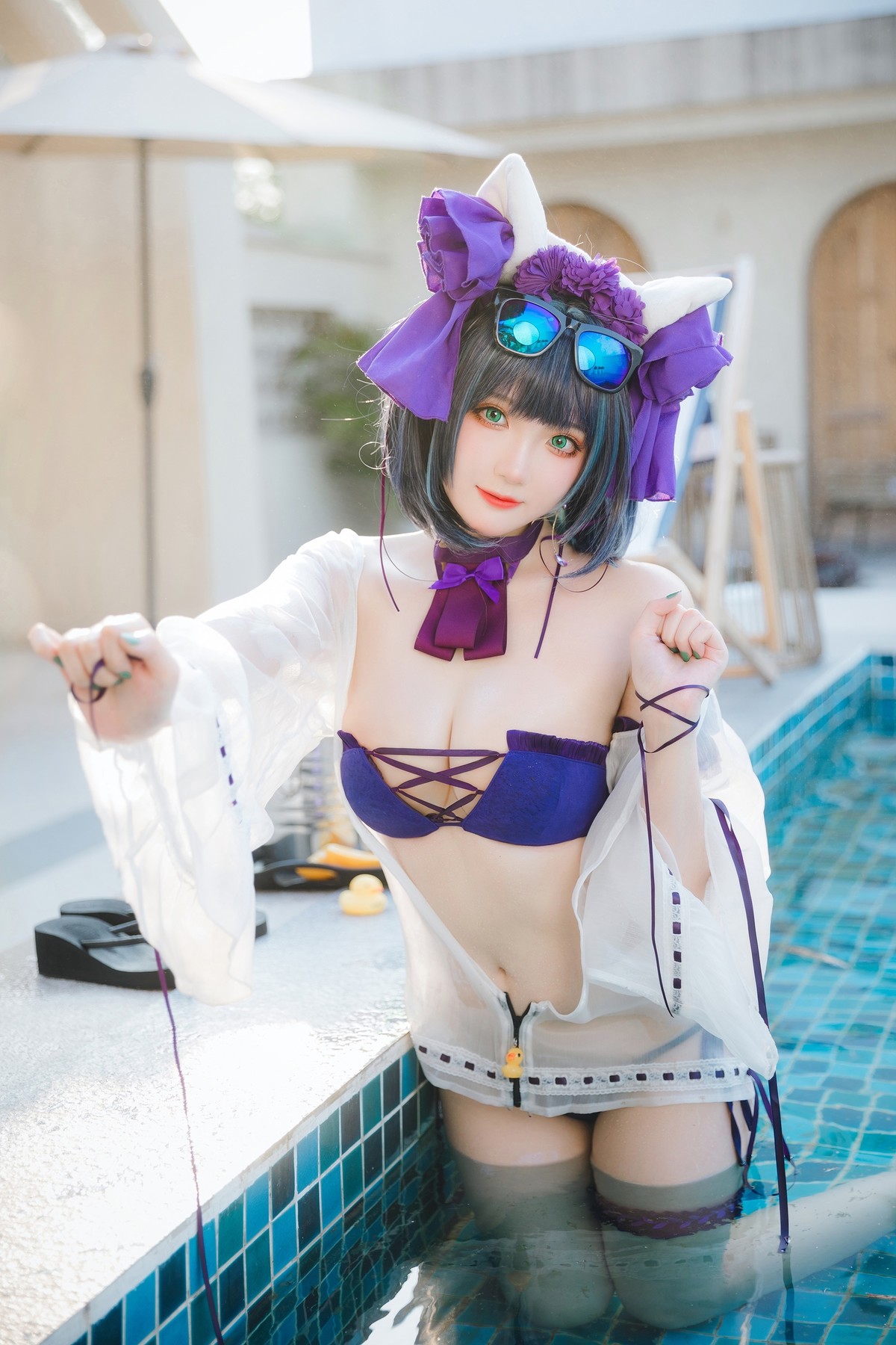 Cosplay 瓜希酱福利 柴郡泳装 [32P]