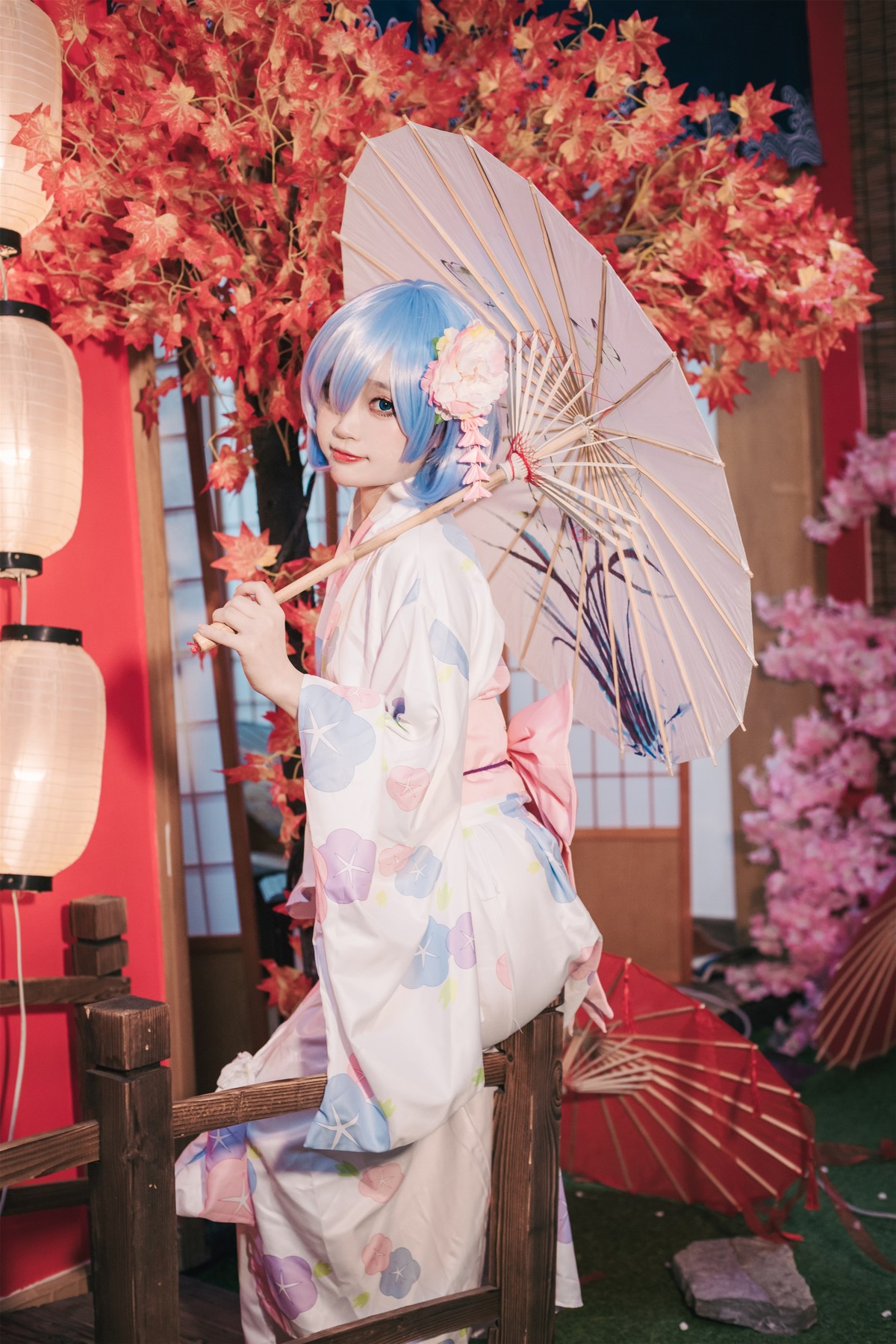 Cosplay 神沢永莉 蕾姆和风 [46P]