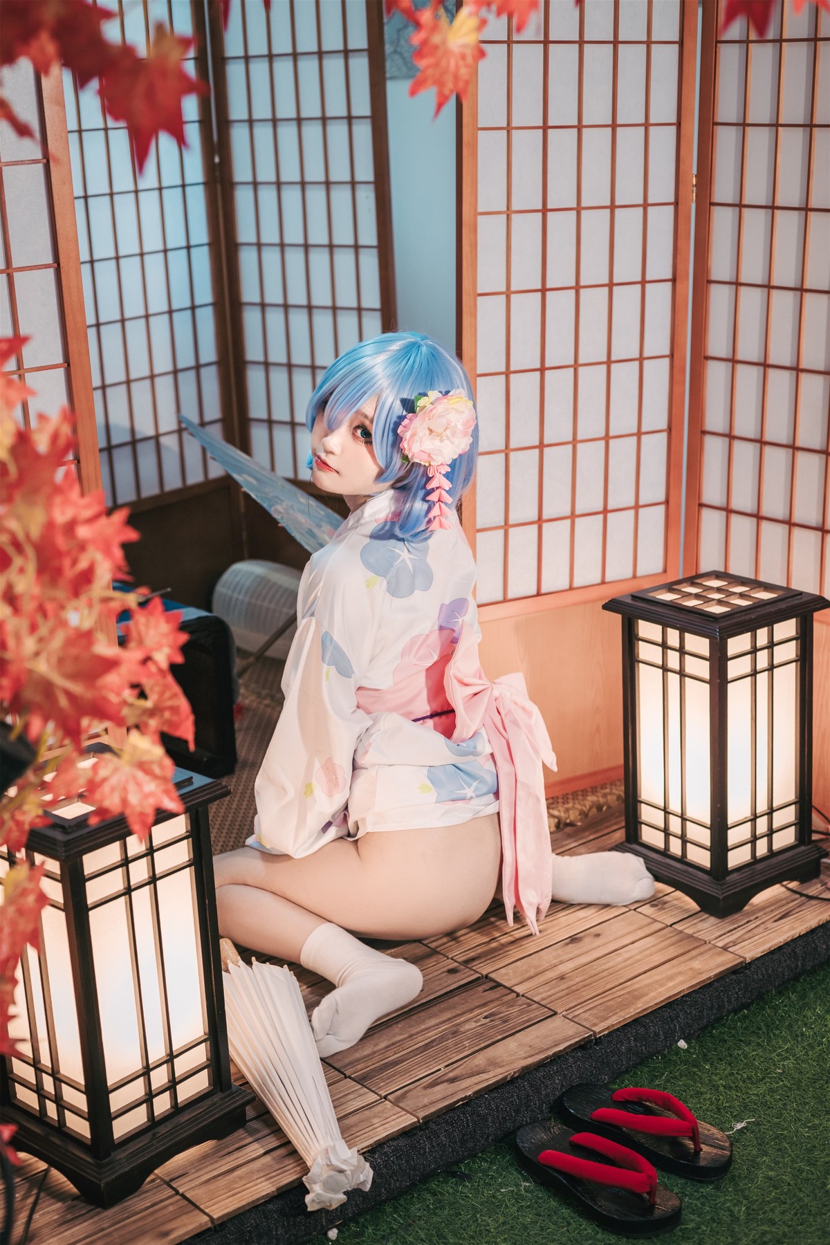 Cosplay 神沢永莉 蕾姆和风 [46P]