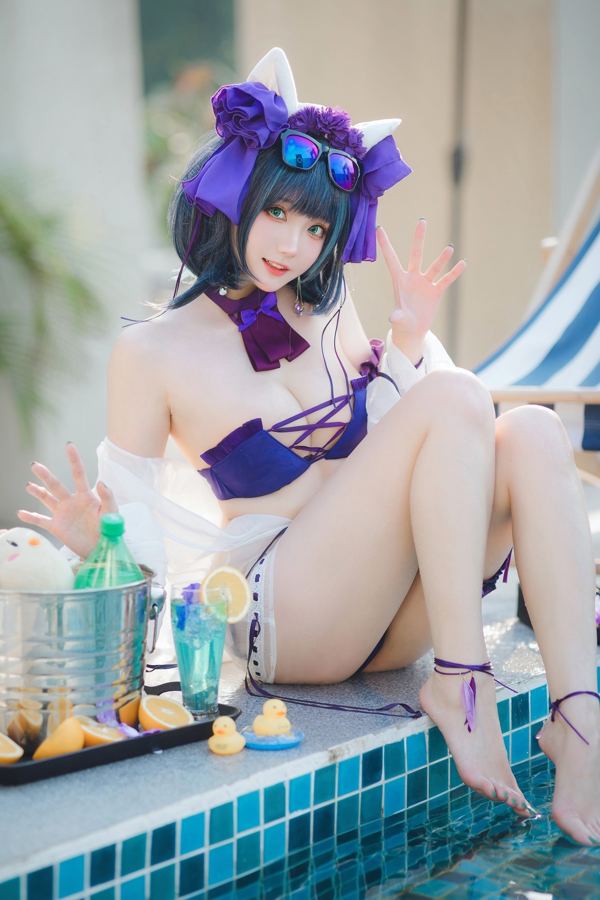 Cosplay 瓜希酱福利 柴郡泳装 [32P]