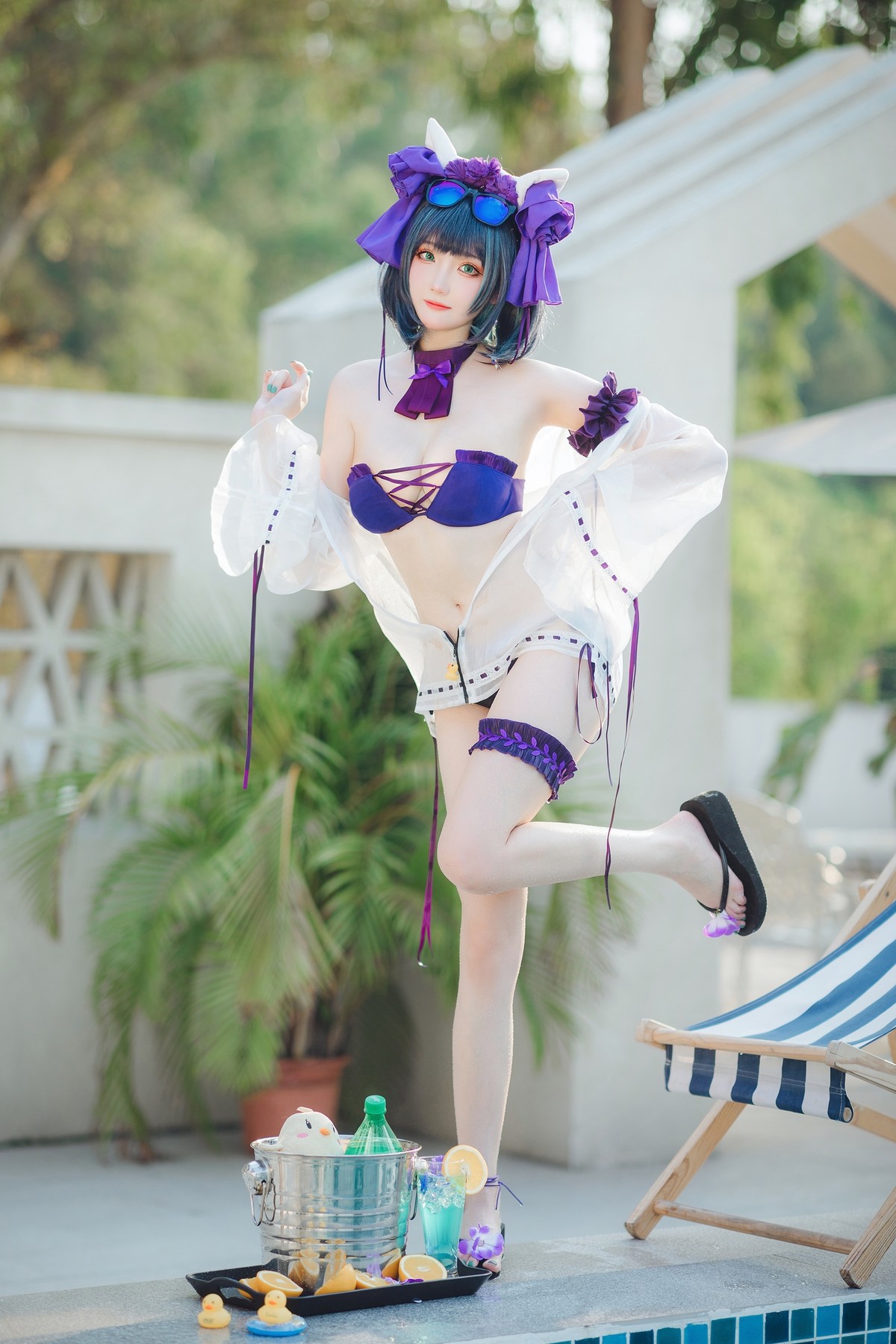 Cosplay 瓜希酱福利 柴郡泳装 [32P]