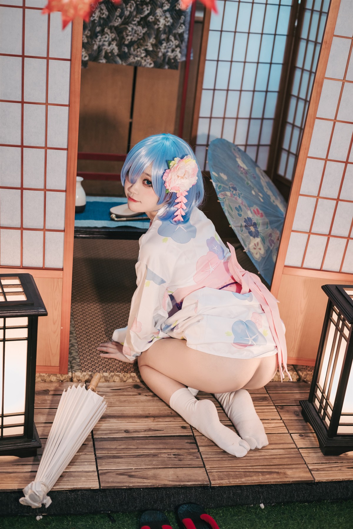 Cosplay 神沢永莉 蕾姆和风 [46P]