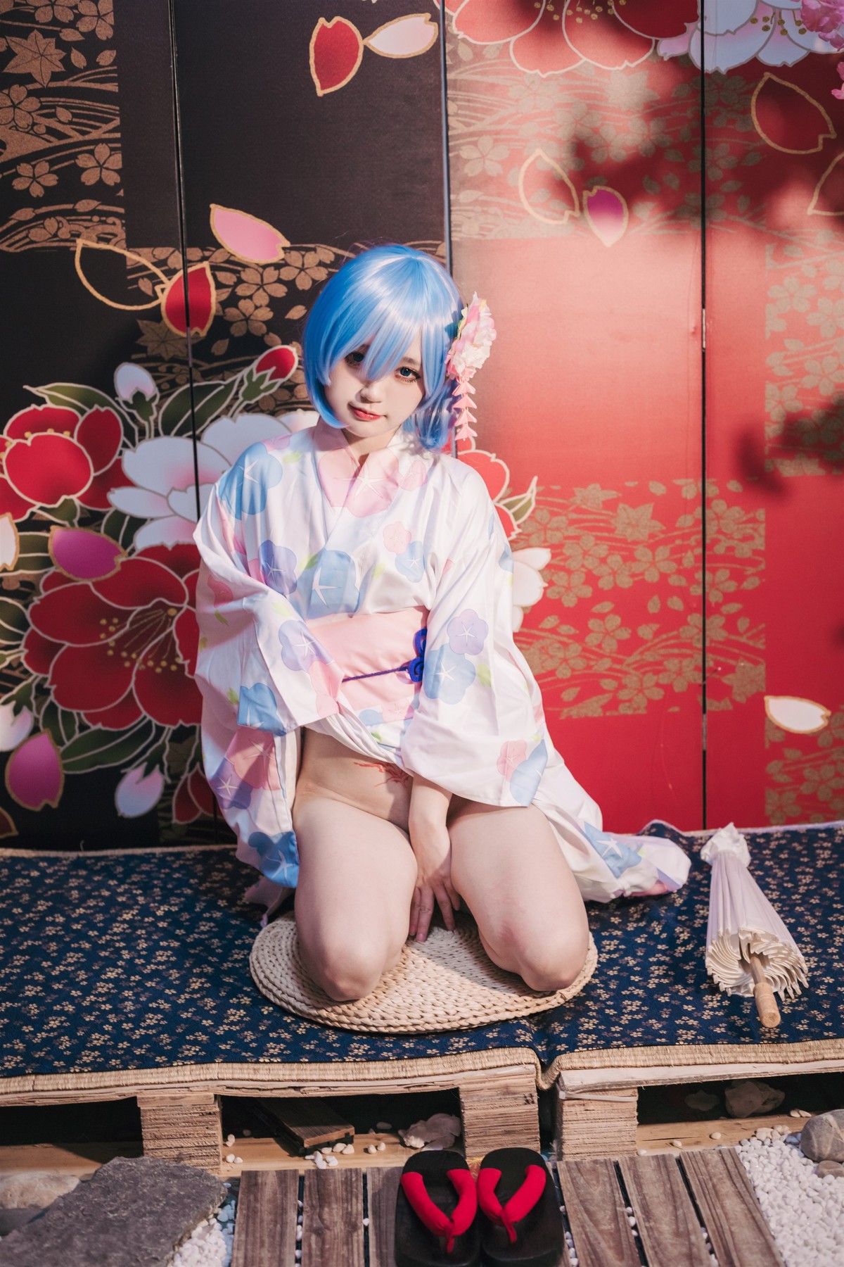 Cosplay 神沢永莉 蕾姆和风 [46P]