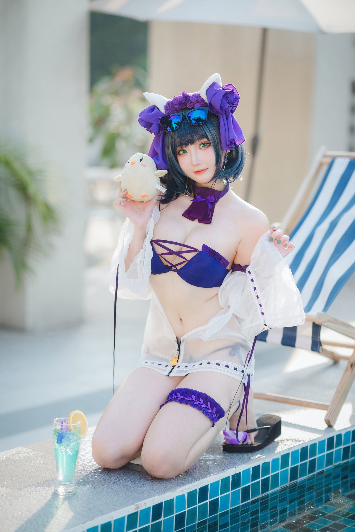 Cosplay 瓜希酱福利 柴郡泳装 [32P]