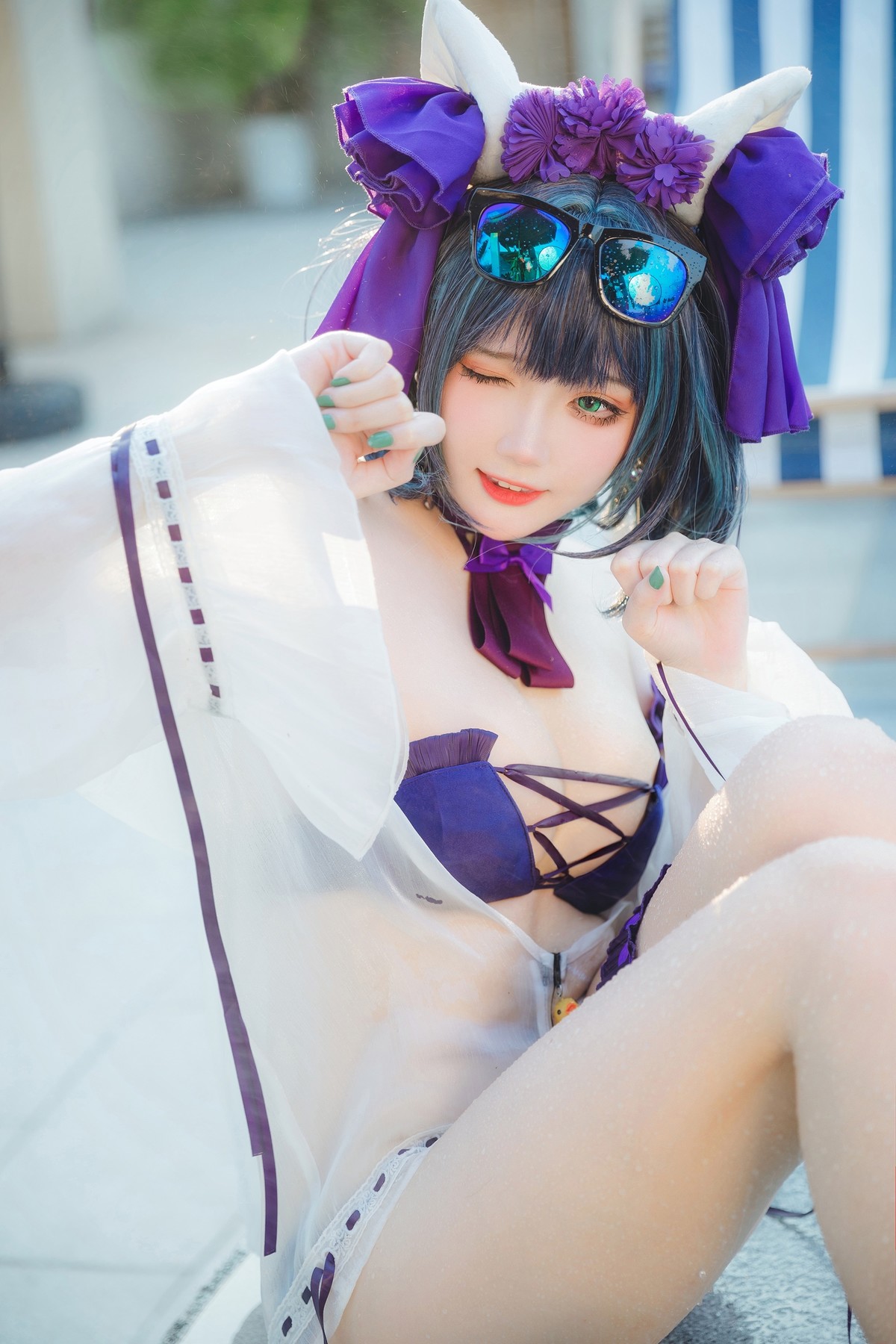 Cosplay 瓜希酱福利 柴郡泳装 [32P]