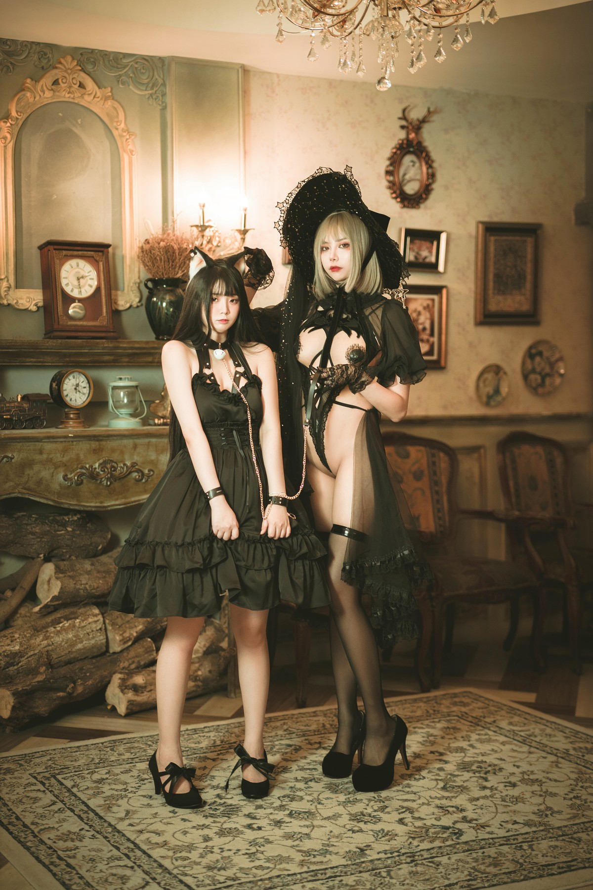 Cosplay 香草喵露露 杨枝甘露 灰色花花蕾丝 [56P]