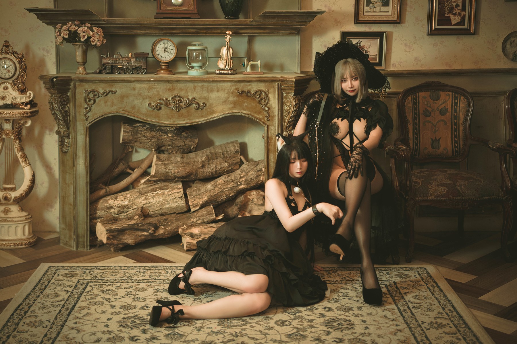 Cosplay 香草喵露露 杨枝甘露 灰色花花蕾丝 [56P]
