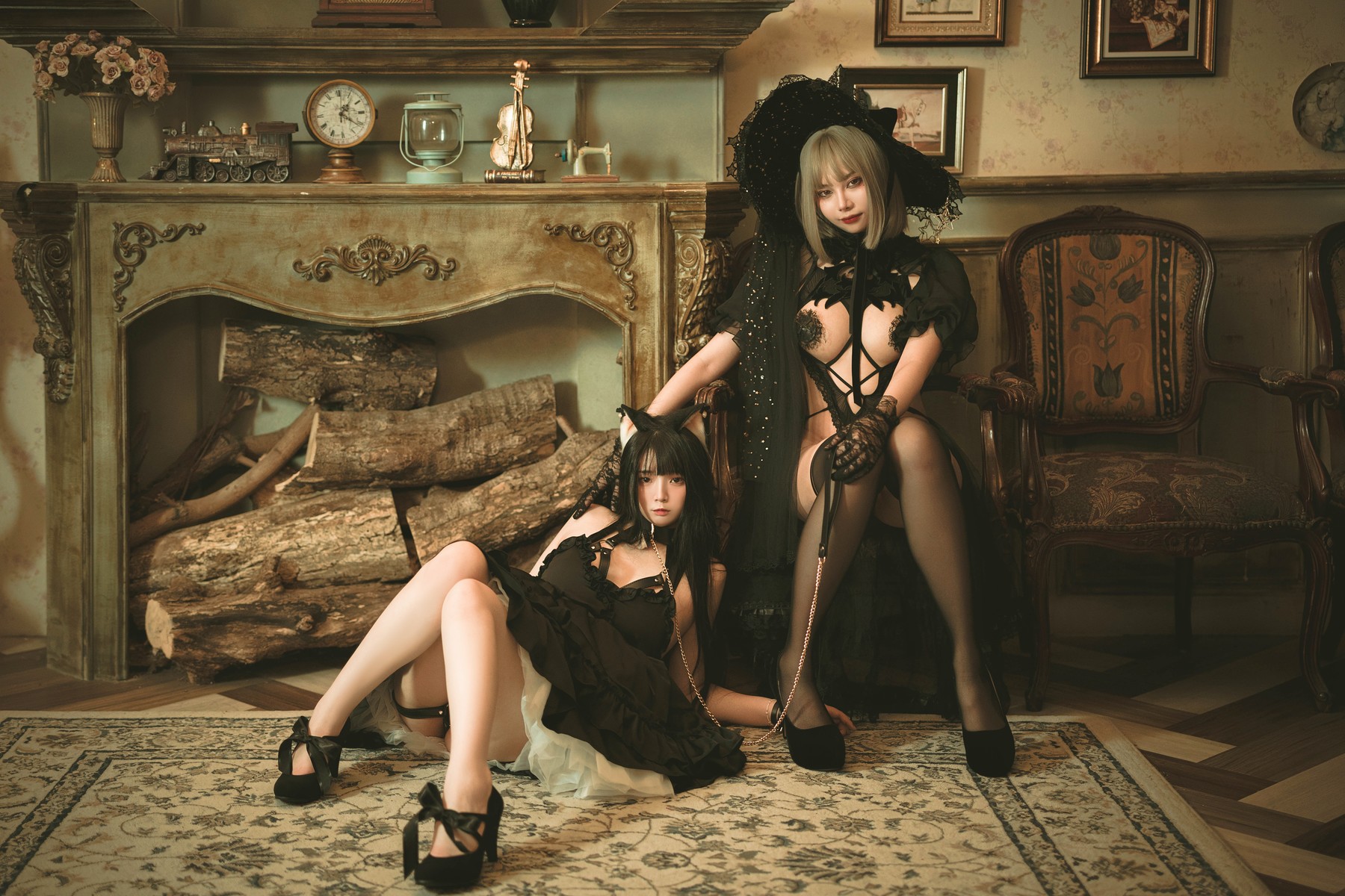 Cosplay 香草喵露露 杨枝甘露 灰色花花蕾丝 [56P]